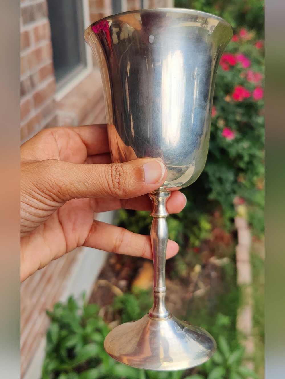 Vintage Silver Goblet Cup - Shiny Metallic Finish - Picture 4 of 7